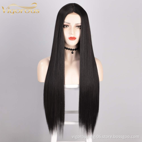 Vigorous Vendors for black women wholesale prices long cosplay wigs synthetic hair with frontal lace